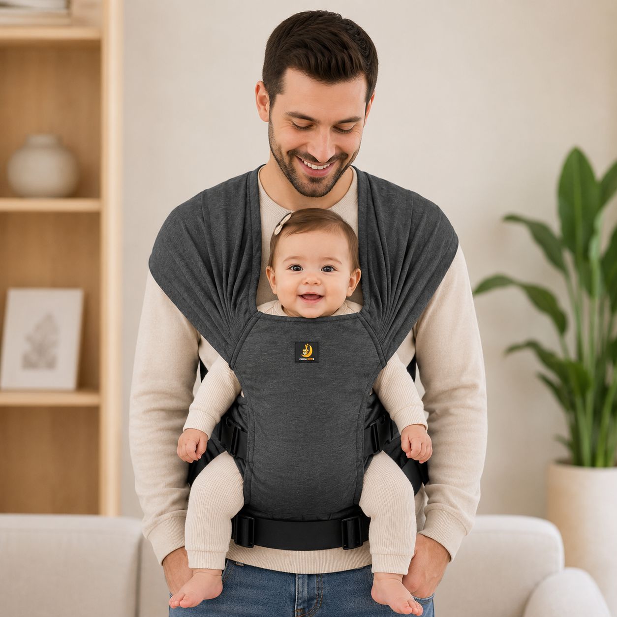 écharpe de portage physiologique BabyNid grise sangles robustes