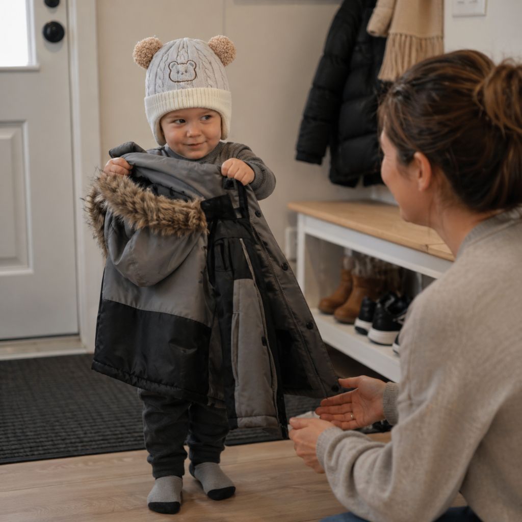 bonnet bebe Snowbear beige gris vouloir sortir