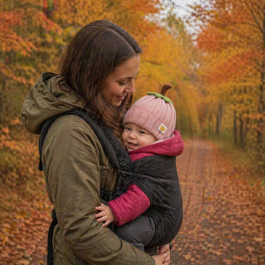 bonnet pour bebe au tricot HĂ©ritage d'Octobre rose forĂȘt