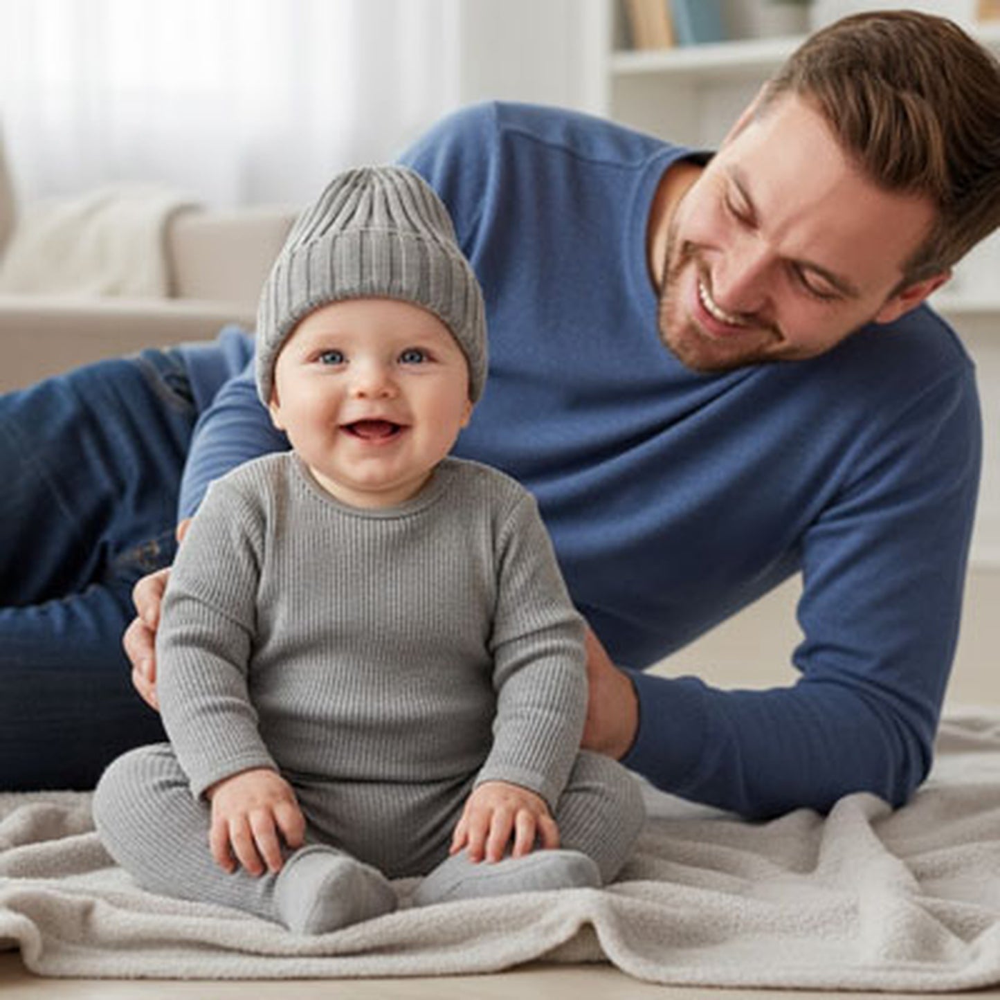 bonnet bebe au tricot gris confortable