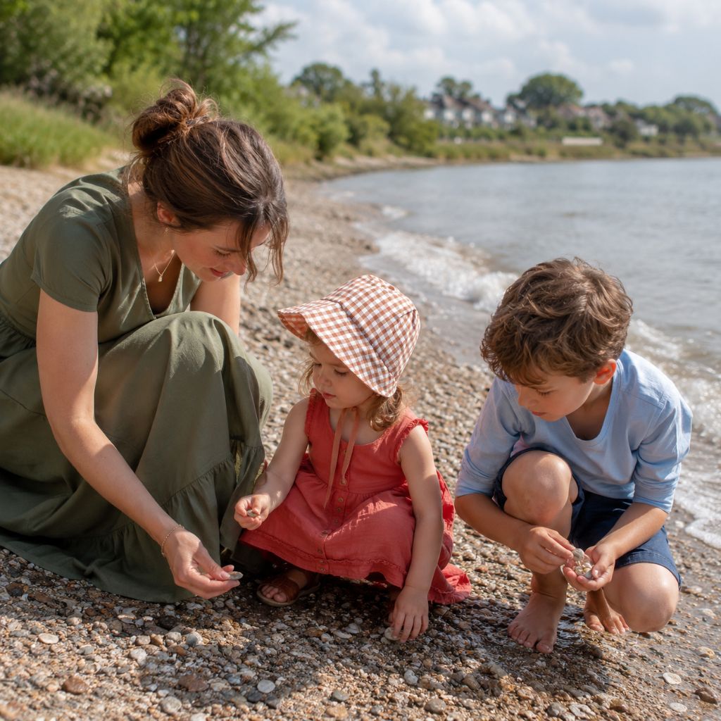 chapeau bebe Naya rouge brique rivière coquillage