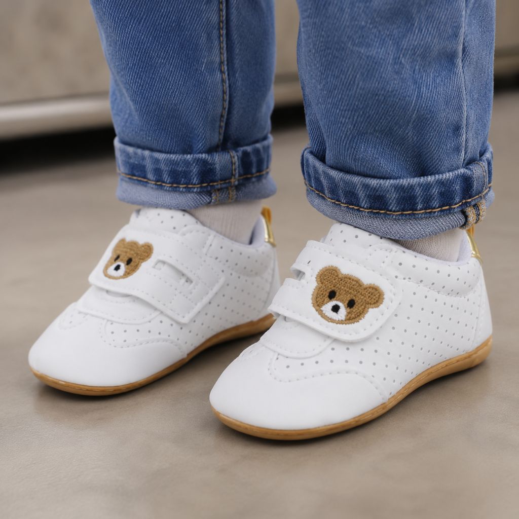 chaussure bébé garçon Élio blanche or antidérapante
