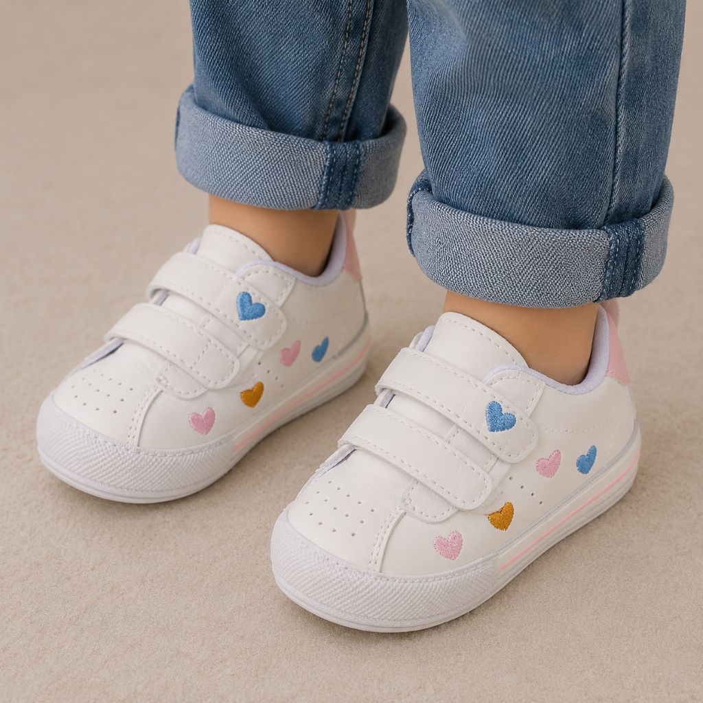 chaussure bebe fille Mila cœurs multicolores attaches velcro