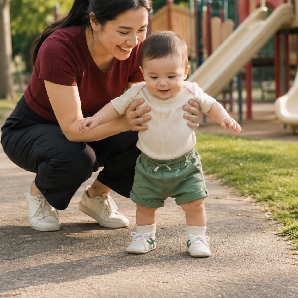 chaussure bebe Niki verte premiers pas parc