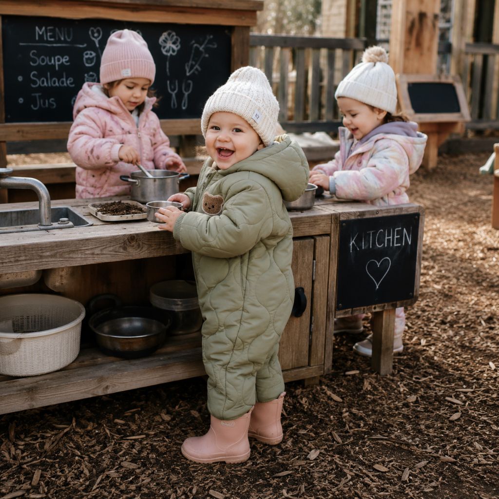 combinaison bebe Nuvéo verte jouer garderie automne