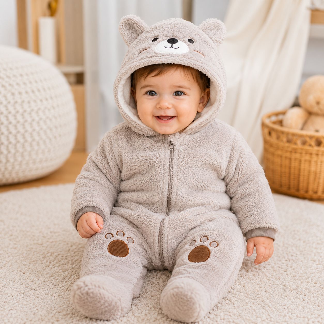 combinaison bebe Softy Baby grise fermeture éclair intégrale