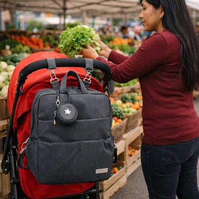 Faire les courses mains libres avec votre sac a dos pour bebe