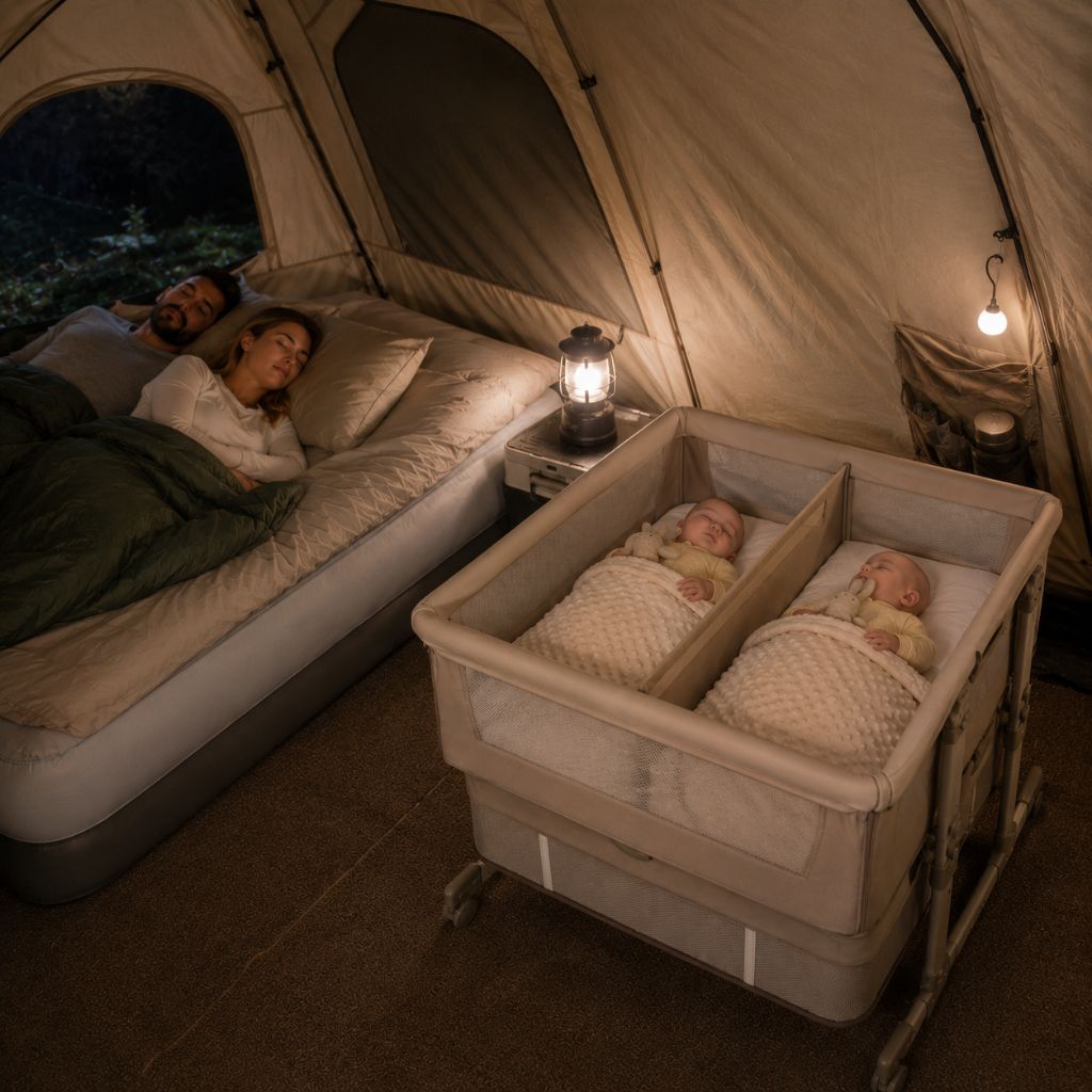 lit voyage bebe Majestueux beige jumeaux camping