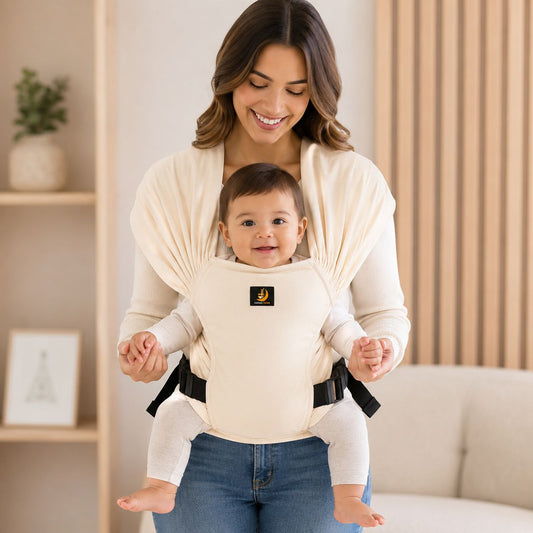 écharpe de portage physiologique BabyNid beige lin respirant