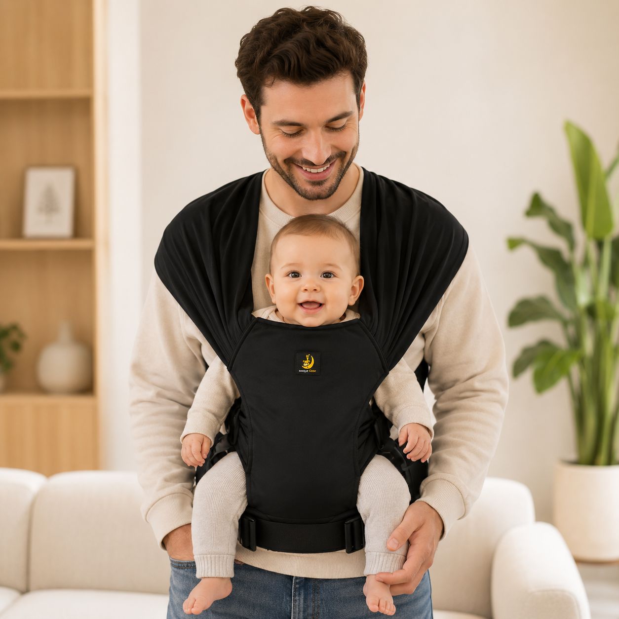 écharpe de portage physiologique BabyNid noire sangles réglables