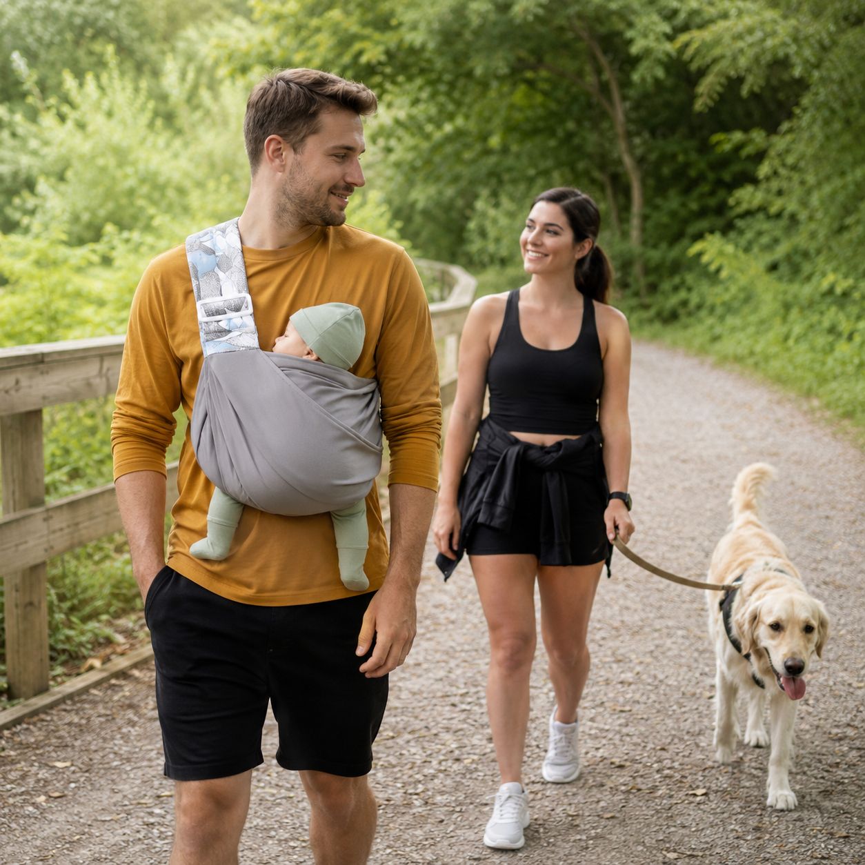 écharpe de portage physiologique Nova grise promenade familiale