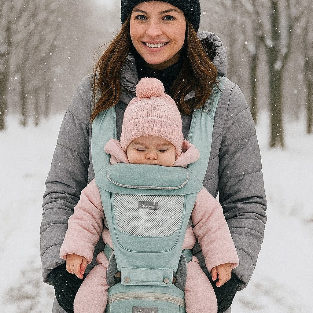 porte bebe pratique et confortable pour les sorties d'hiver 