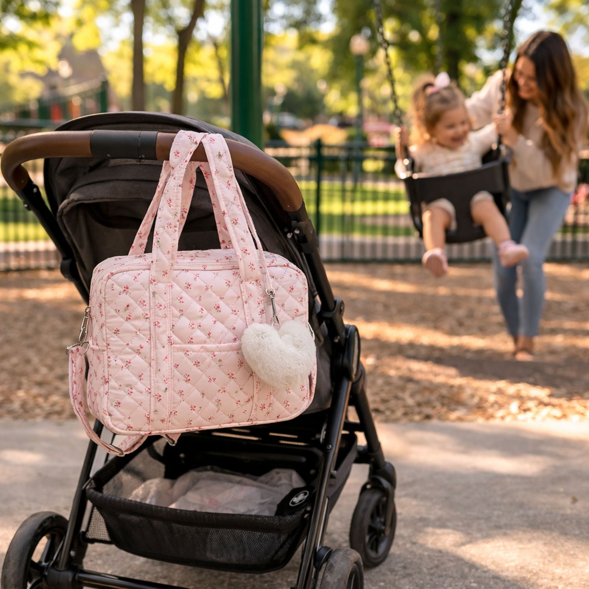 Mini sac a langer | Attaches poussette mains libres pour le parc