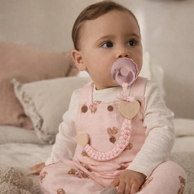 attache tétine Cœur de Lien rose