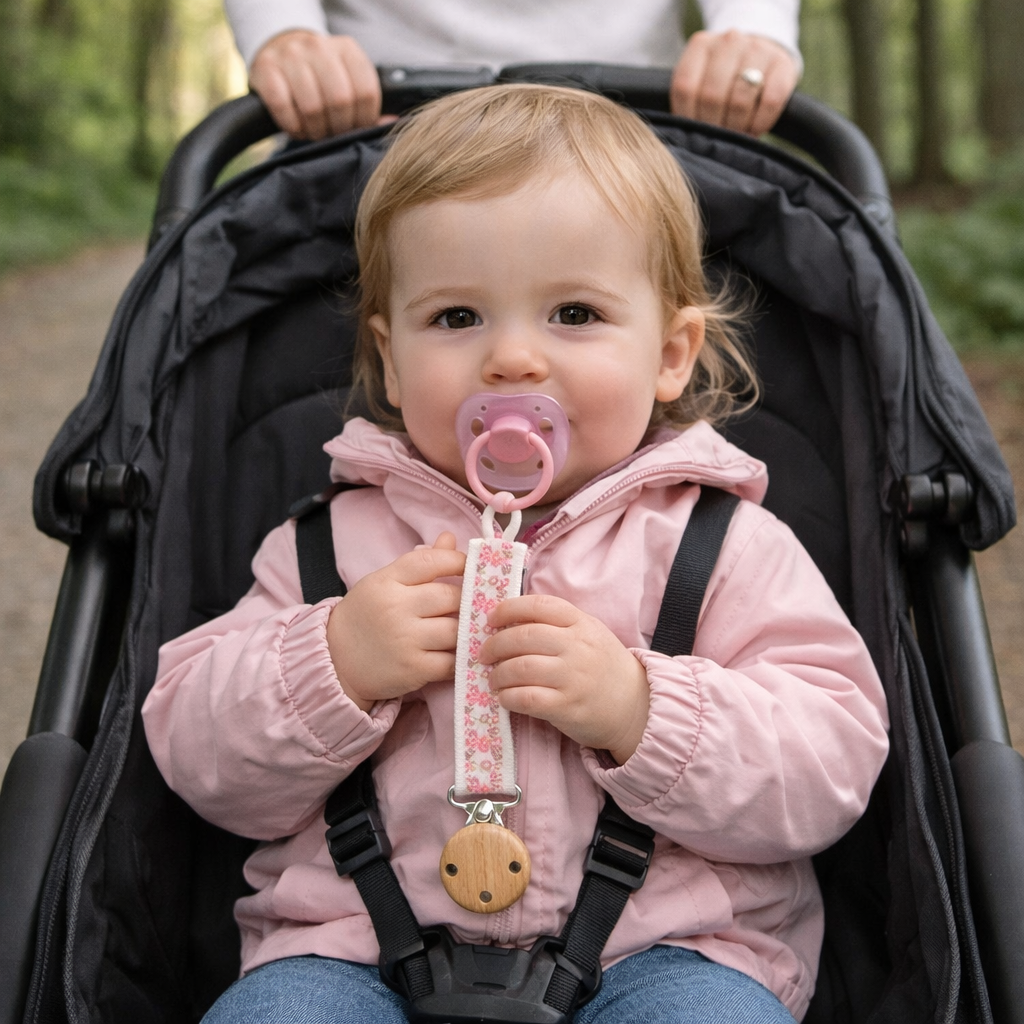 Notre attache suce permet de garder la sucette près de votre petit trésor