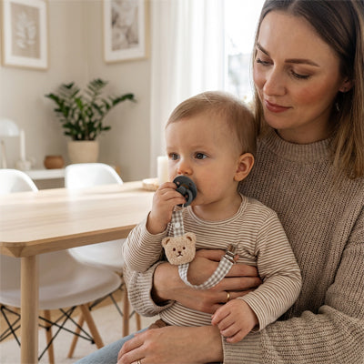 Une attache tétine qui s'agence aux tenus de bébé