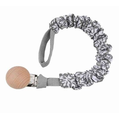 l'attache tetine de couleur grise et blanche