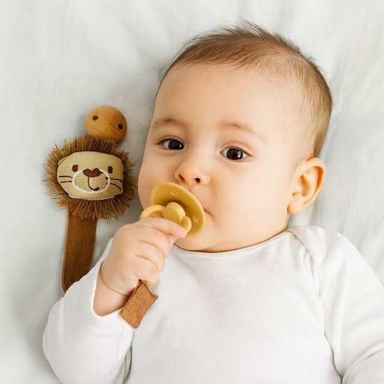 Attache tetine | lion doux pour les mains de bébé