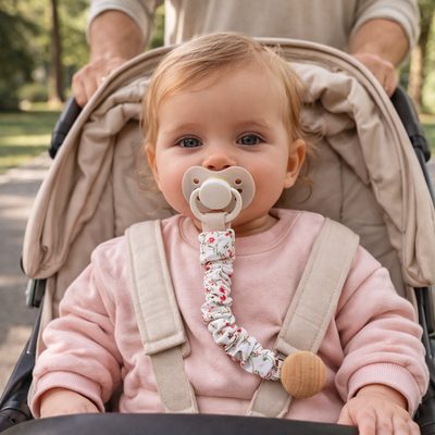 une attache tetine qui garde la sucette propre en tout temps