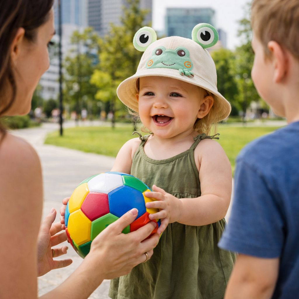 bob pour bebe Froggy Baby beige ballon dehors 