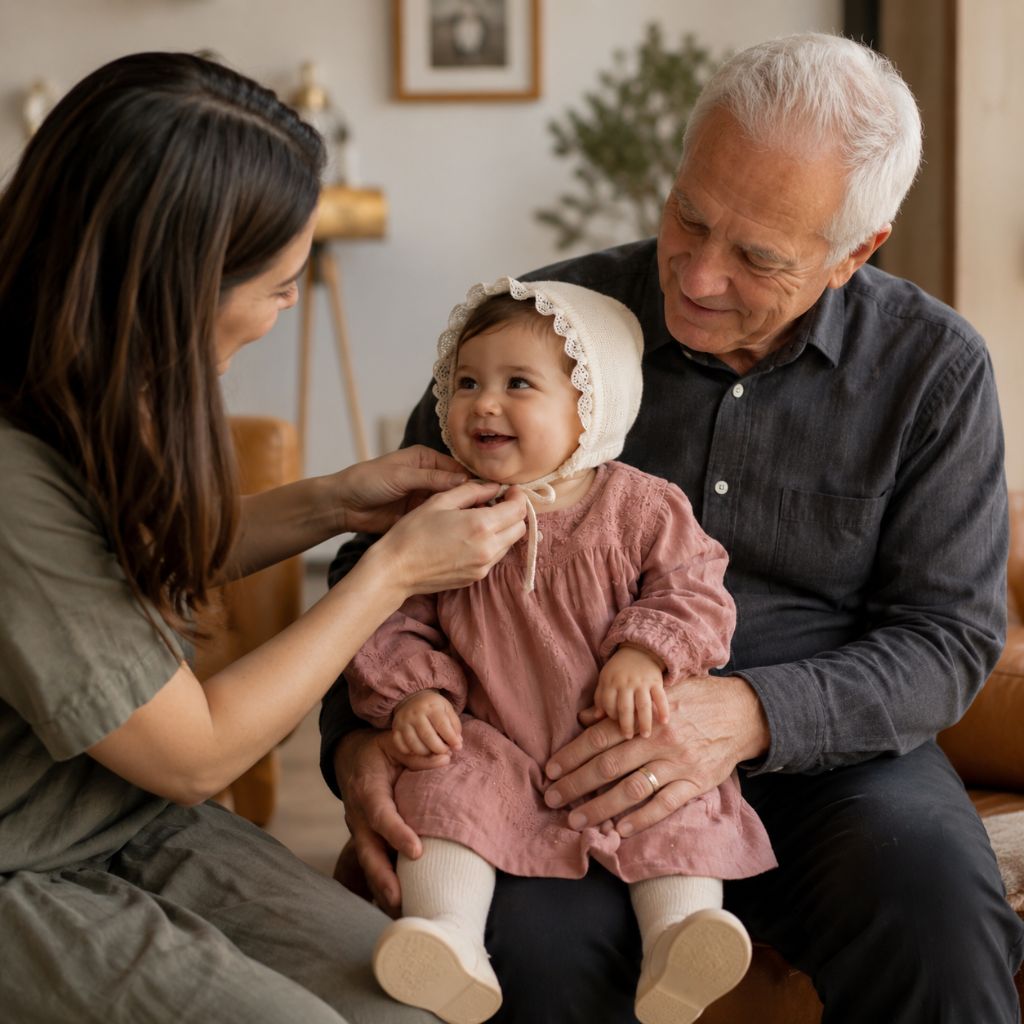 bonnet bébé fille Soléa beige se préparer sortir