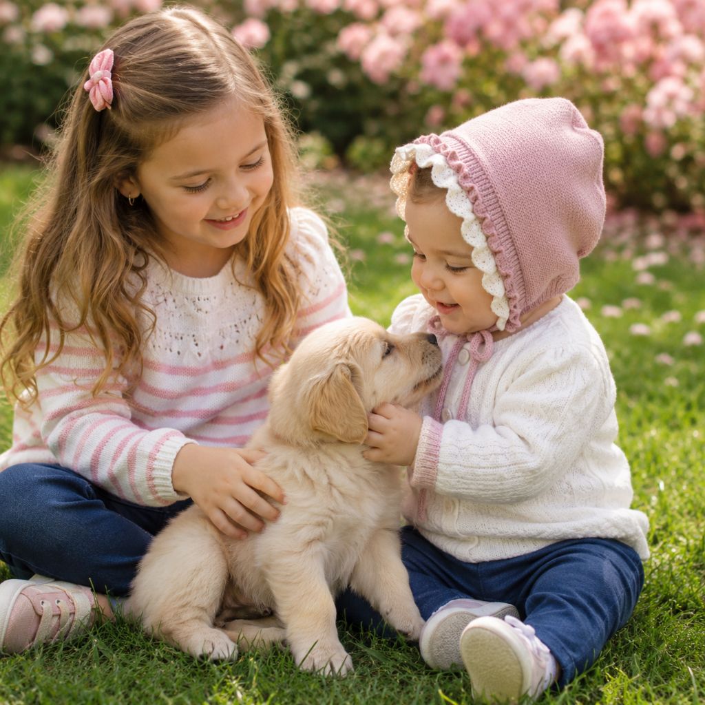 bonnet bébé fille Soléa rose jouer bébé chien 