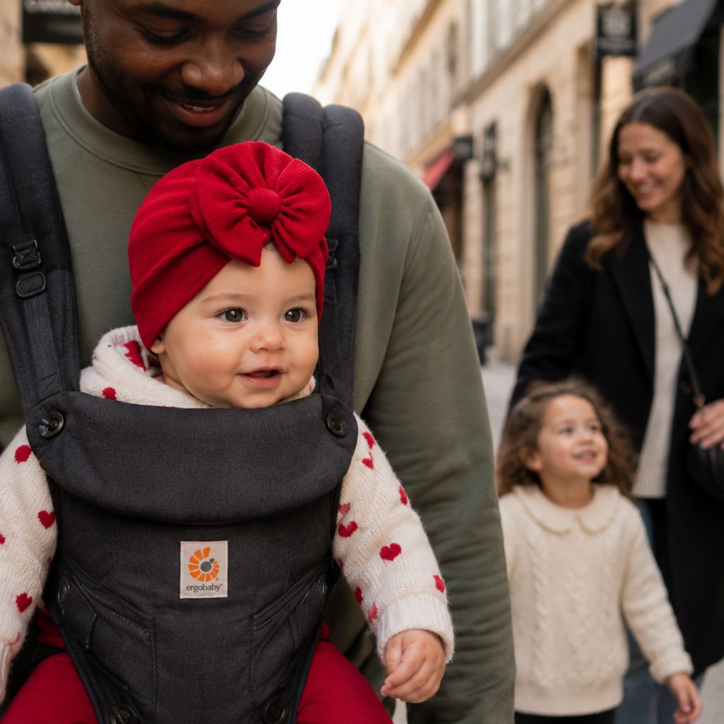 bonnet bébé naissance Zaya rouge promenade familiale