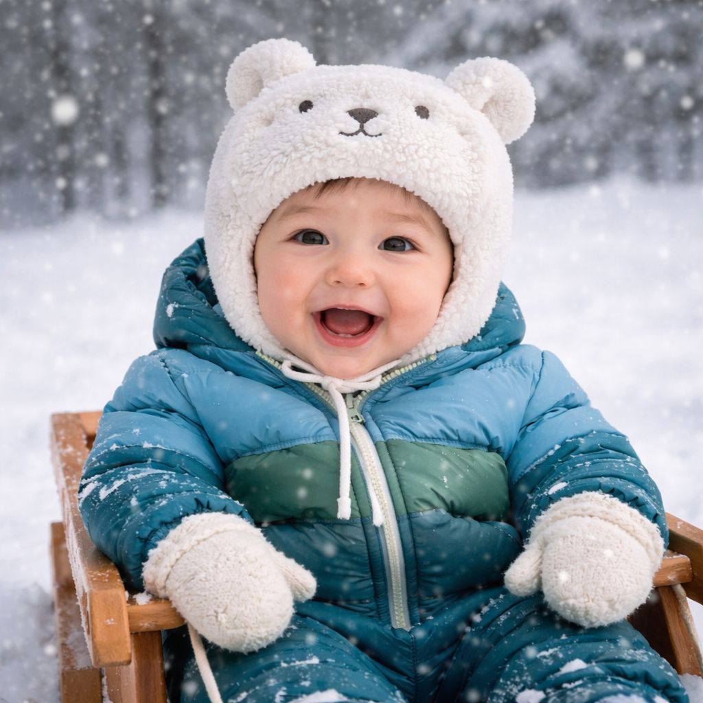 bonnet bebe Frosty blanc cassé traineau