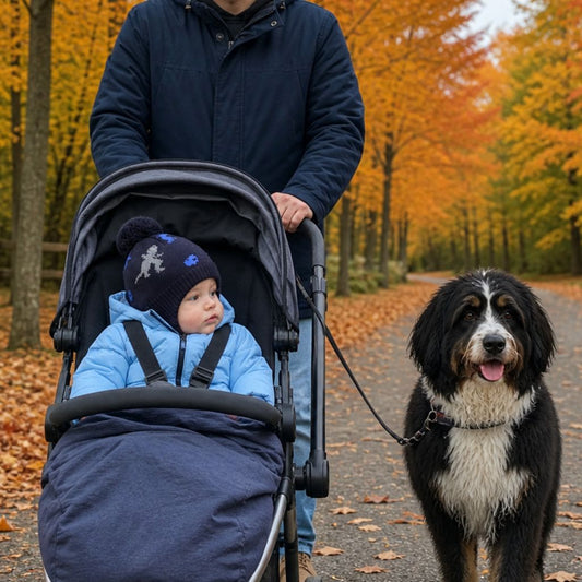 bonnet bébé garçon Snowrus marine promenade chien automne