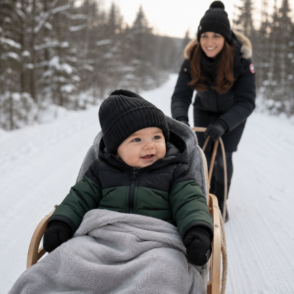 bonnet bebe Maé noir traineau hiver