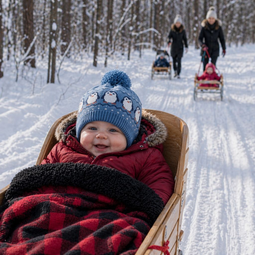  bonnet bebe Nordy bleu sentier d'hiver