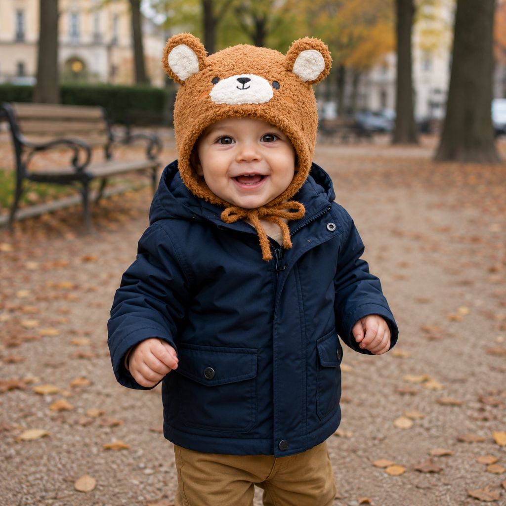 bonnet bebe Piko ourson brun mignon parc