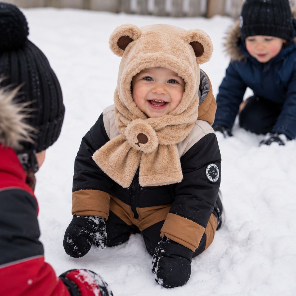bonnet bebe Skadi  beige jouer neige