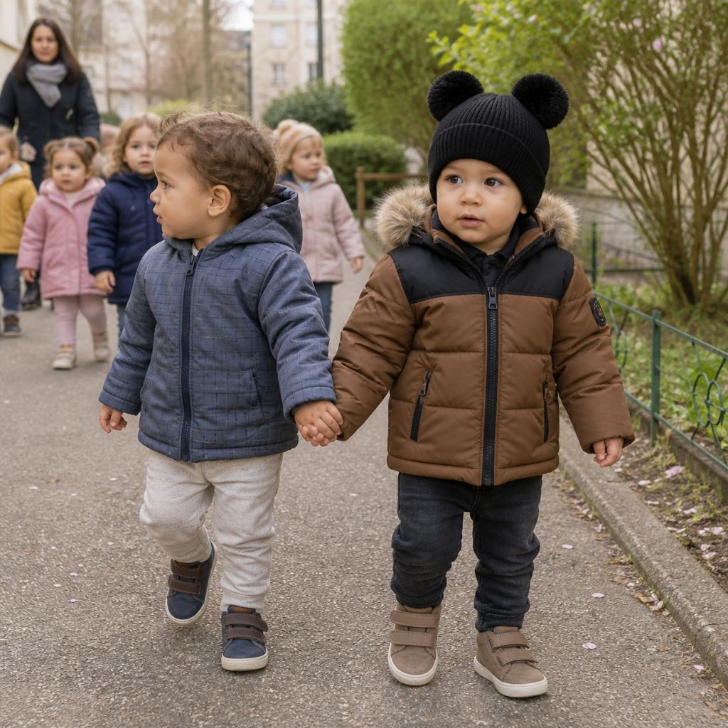 bonnet pour bebe au tricot Brizo noir sortie amis