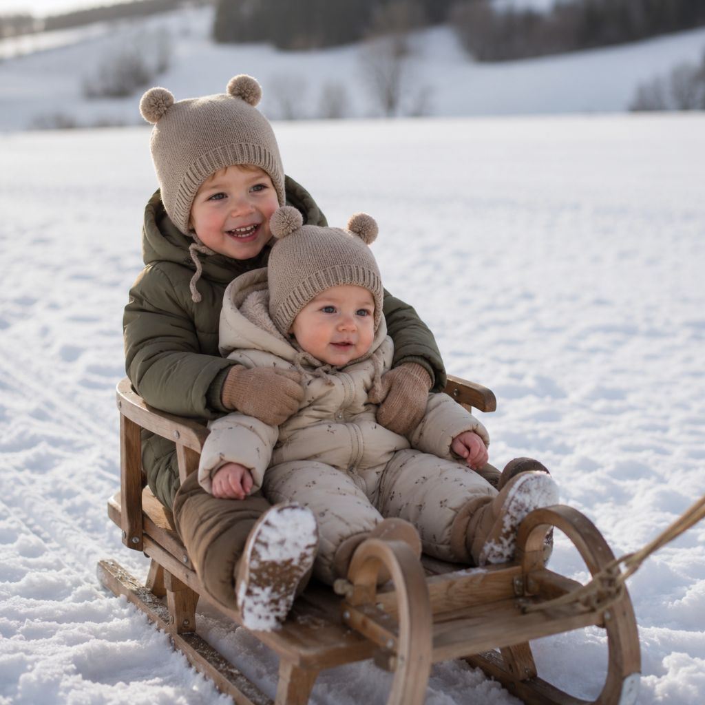 bonnet pour bebe au tricot Orcé marron pâle 2-18 mois