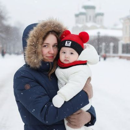 bonnet bebe rouge et noir chaud 