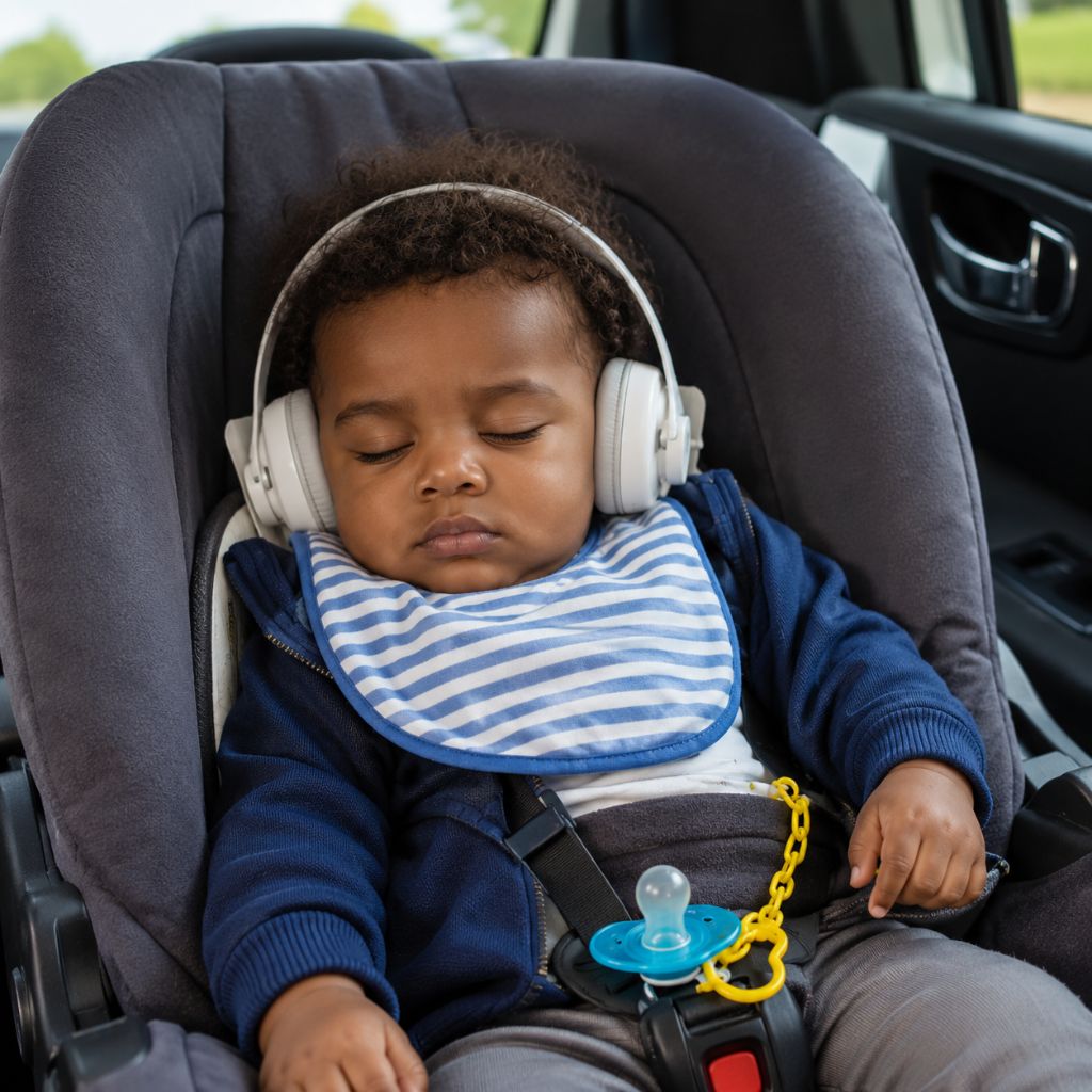  casque anti-bruit bébé Auraly gris en voiture