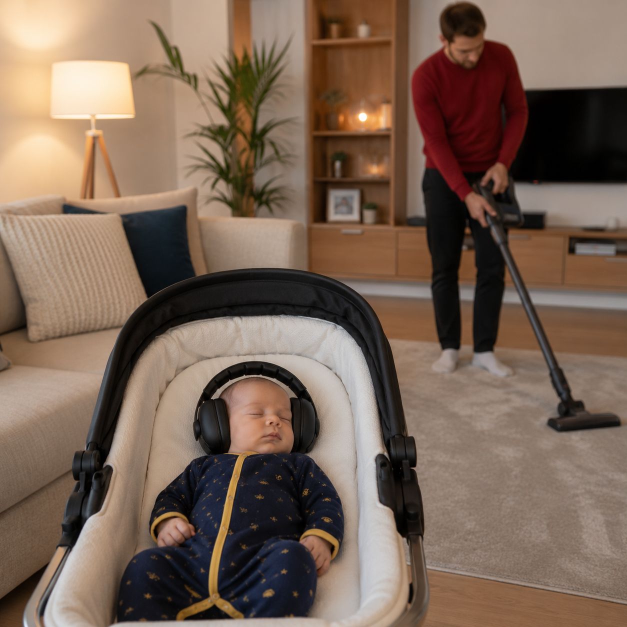casque anti bruit bébé Auréa noir dormir aspirateur