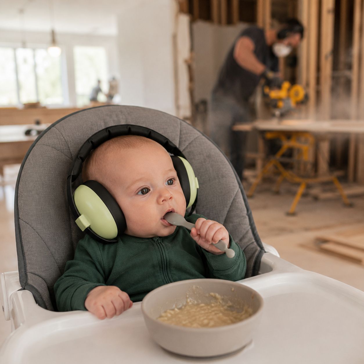 casque anti bruit bébé Élohée vert diner  pendant rénos