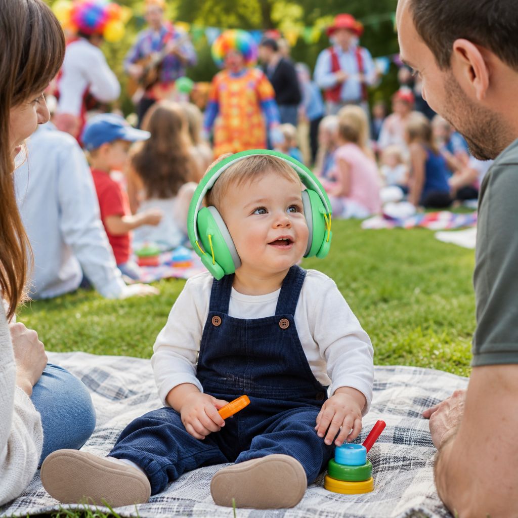 casque anti bruit bebe Zenzu vert grande fête