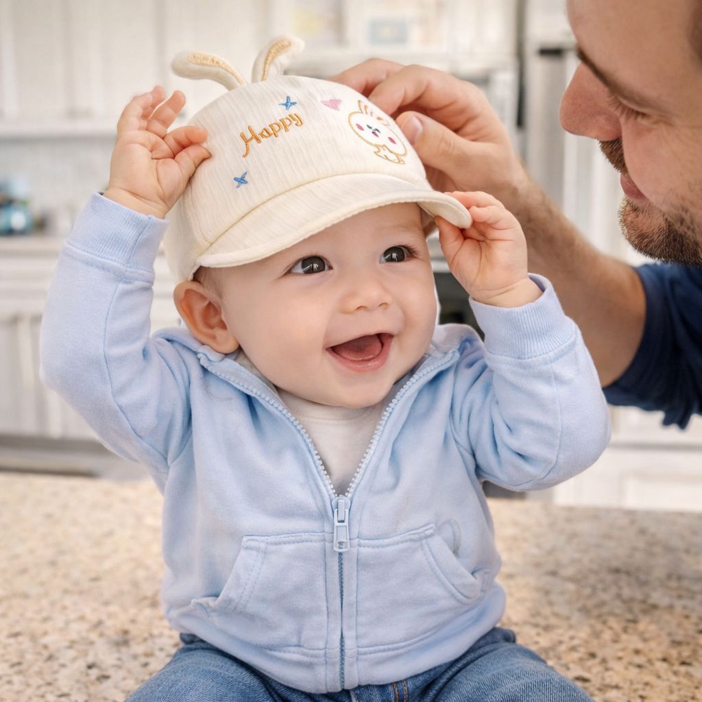 casquette bebe Easter Baby beige oreilles de lapin