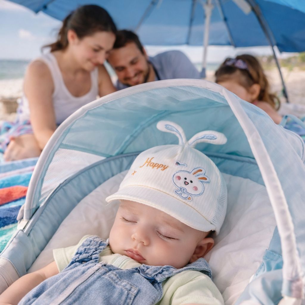 casquette bebe Easter Baby bleue dodo au soleil