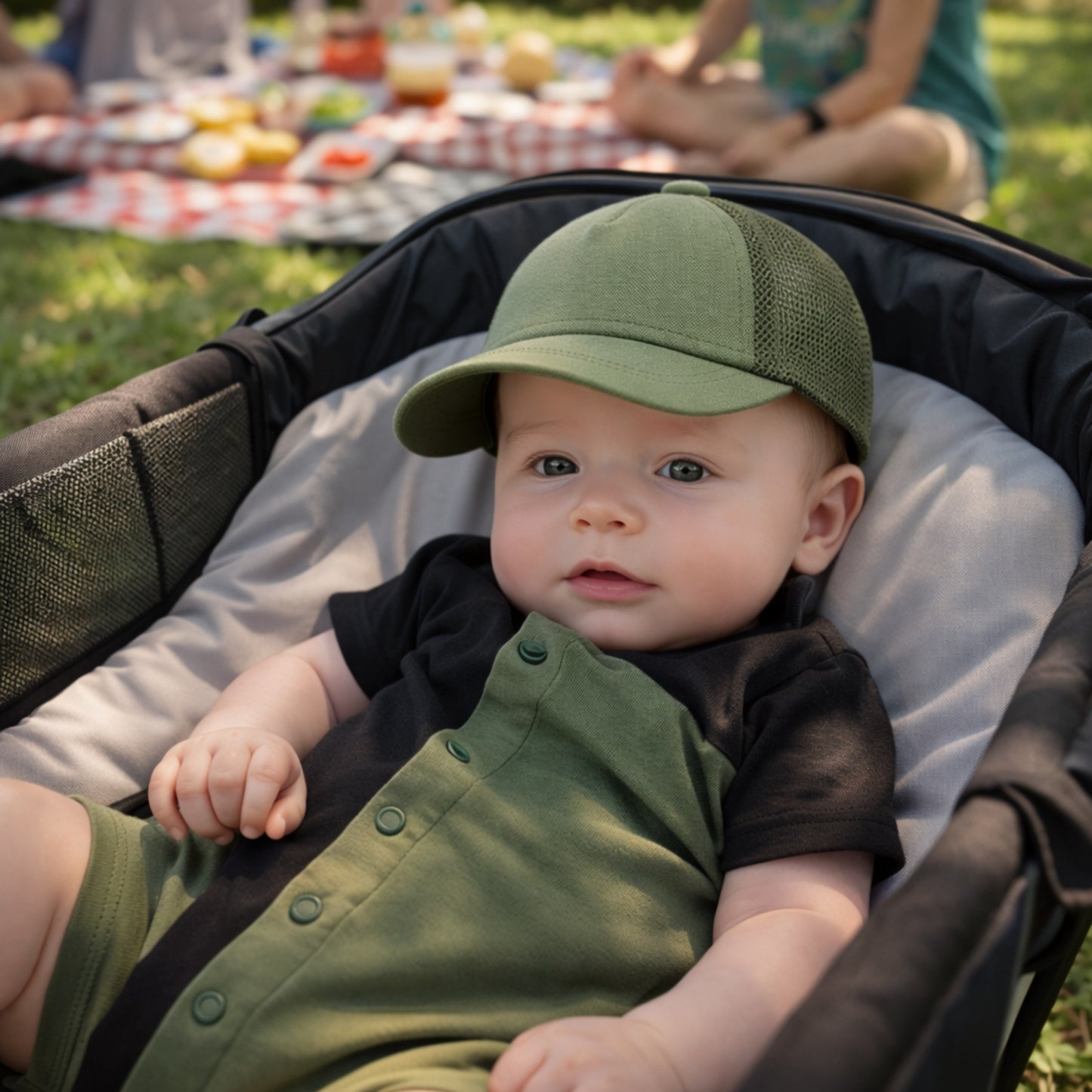 casquette bebe Noki vert olive sortie familiale