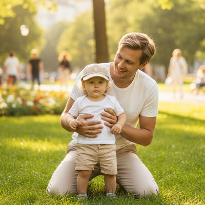 Casquette bebe beige protection des yeux