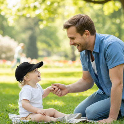 Votre casquette bebe qui protège sa peau douce du soleil