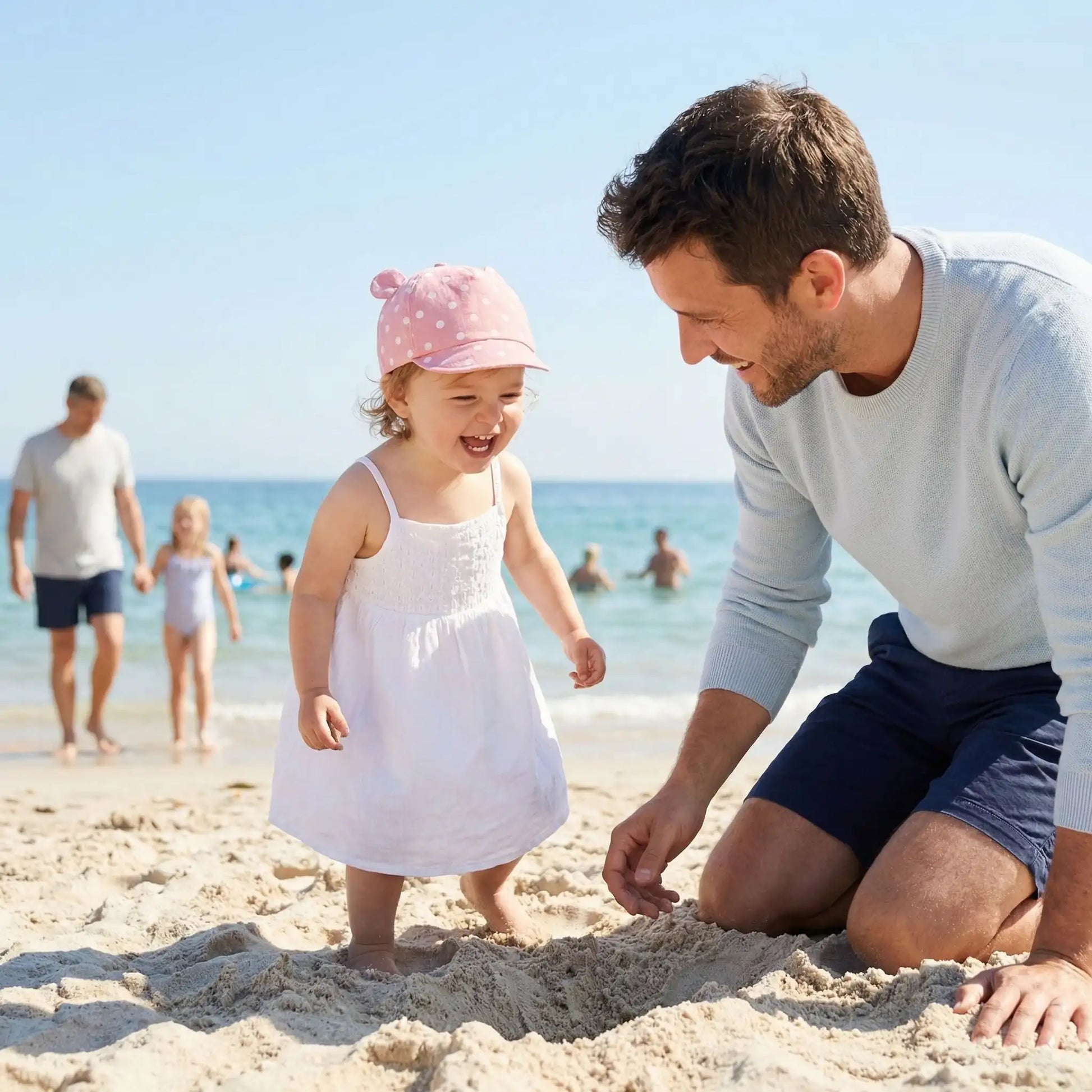 casquette pour bebe rose pour la plage 