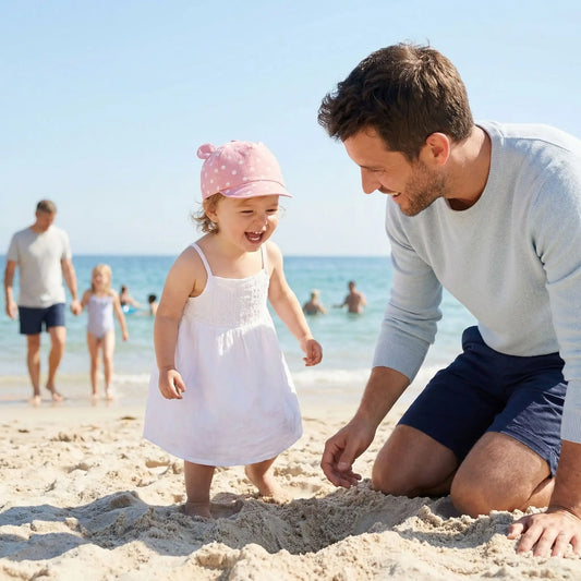 casquette pour bebe rose pour la plage 