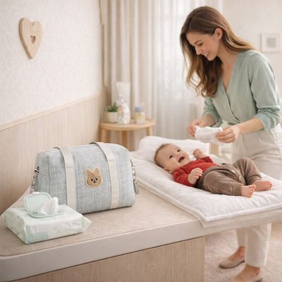 Peut importe où vous êtes, bébé a besoin d'avoir les essentiels aux changements de couche, pratique avec ce petit sac a langer