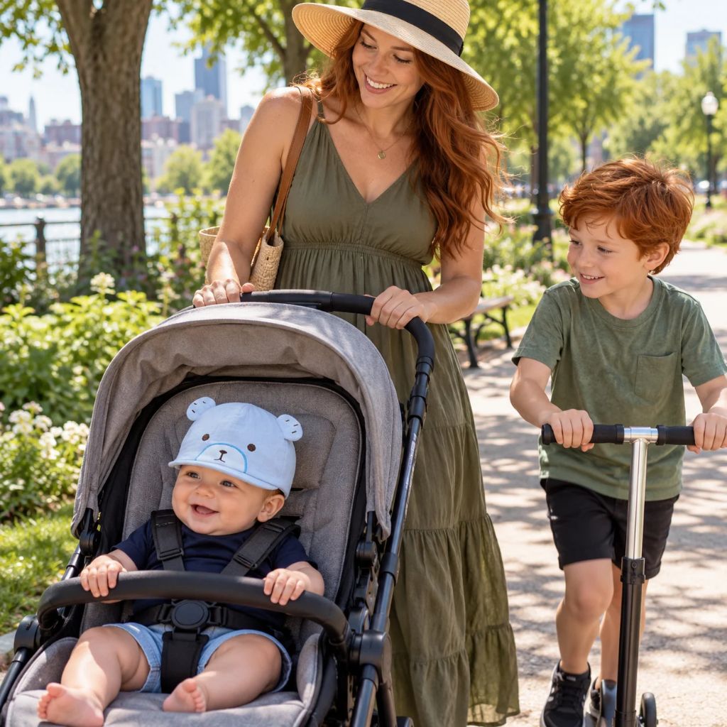 chapeau nouveau né Sunny Bear bleu balade poussette famille