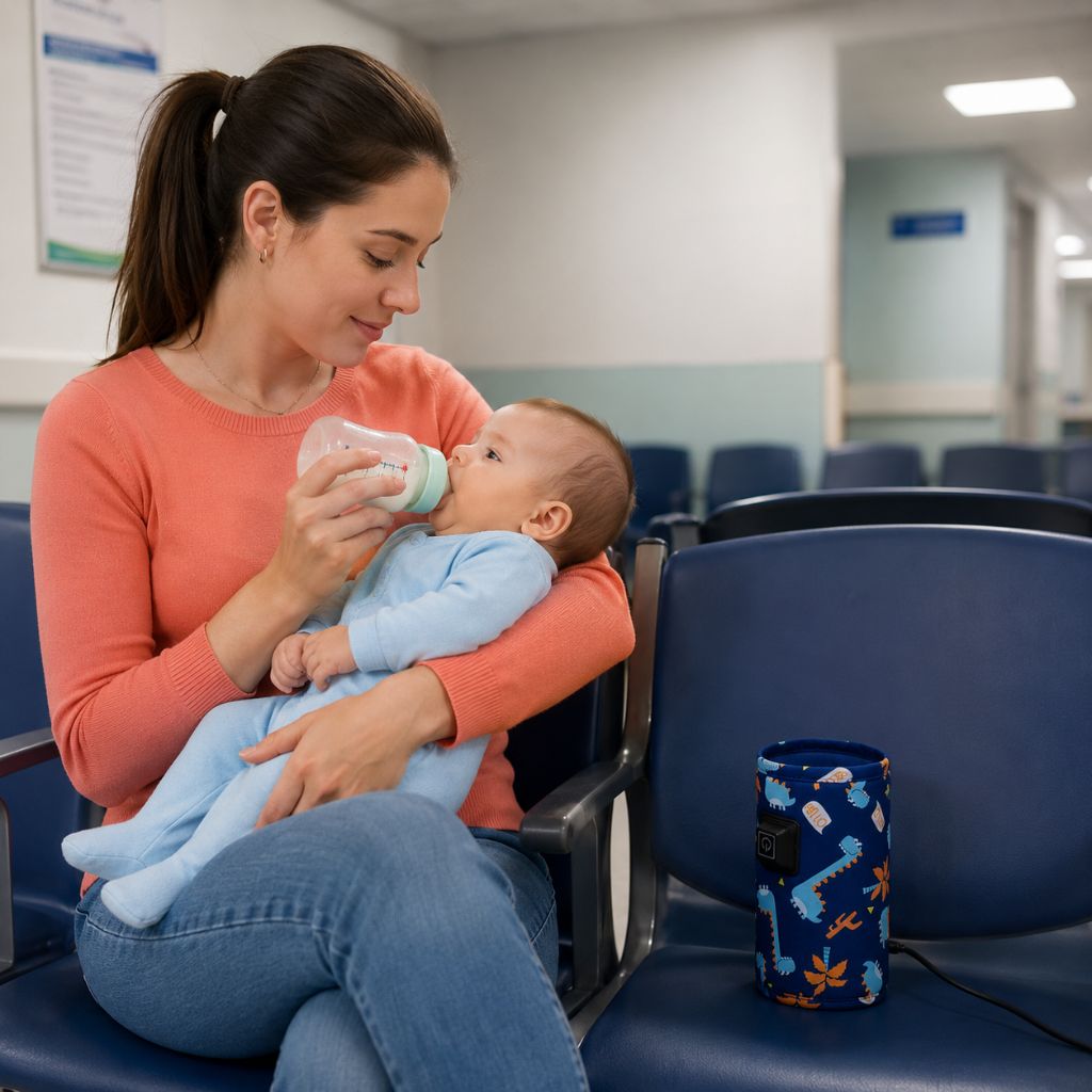 chauffe biberon nomade Milkora bleu attente hôpital